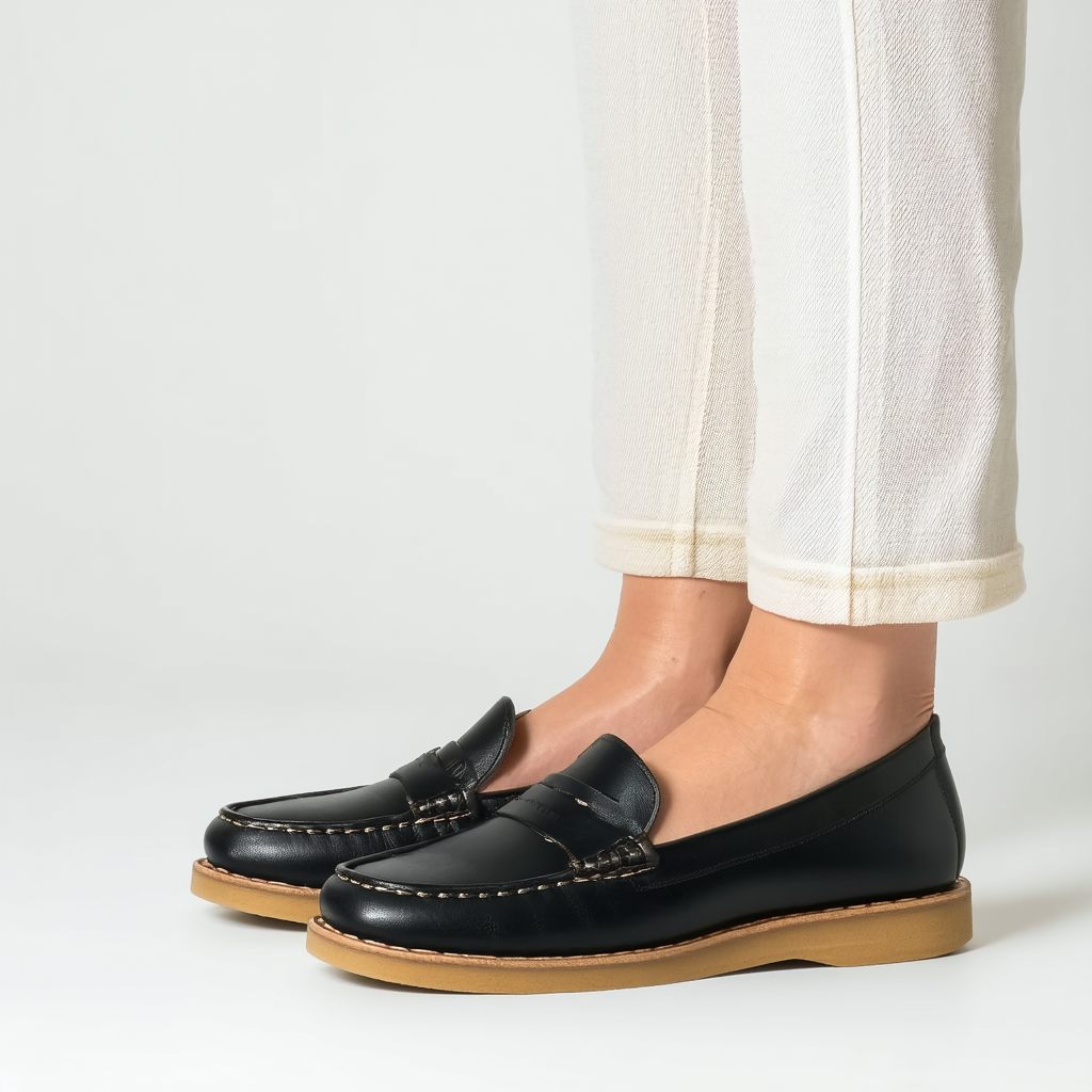 Clarks Women's Sharon Gracie Penny Loafer, Black Leather, 8.5