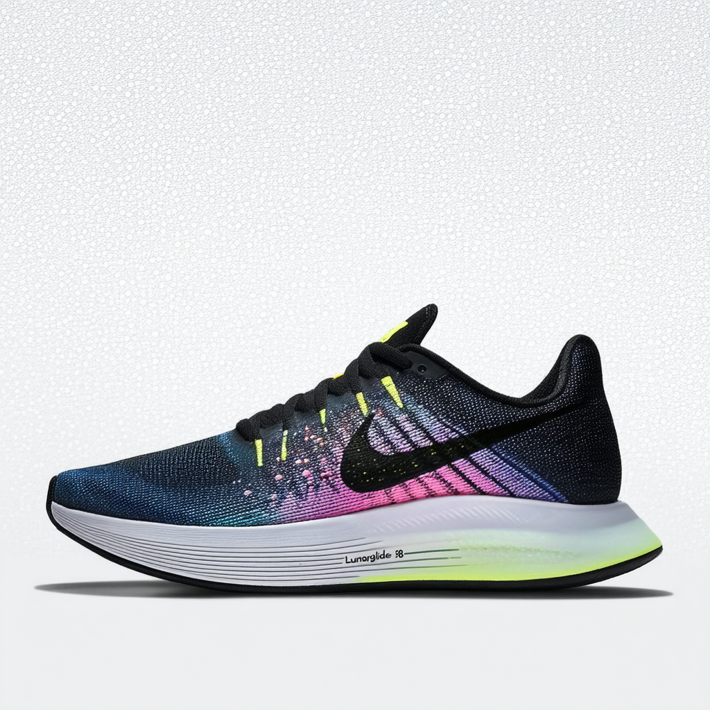 NIKE Women's Lunarglide 8 Running Shoes (7 B(M) US, Black/Multi Color)