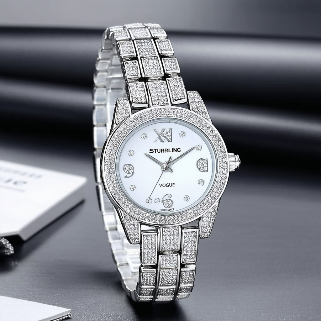 Stuhrling Original Women's 596.03 Vogue Genuine Diamond Chain Link Bracelet Watch