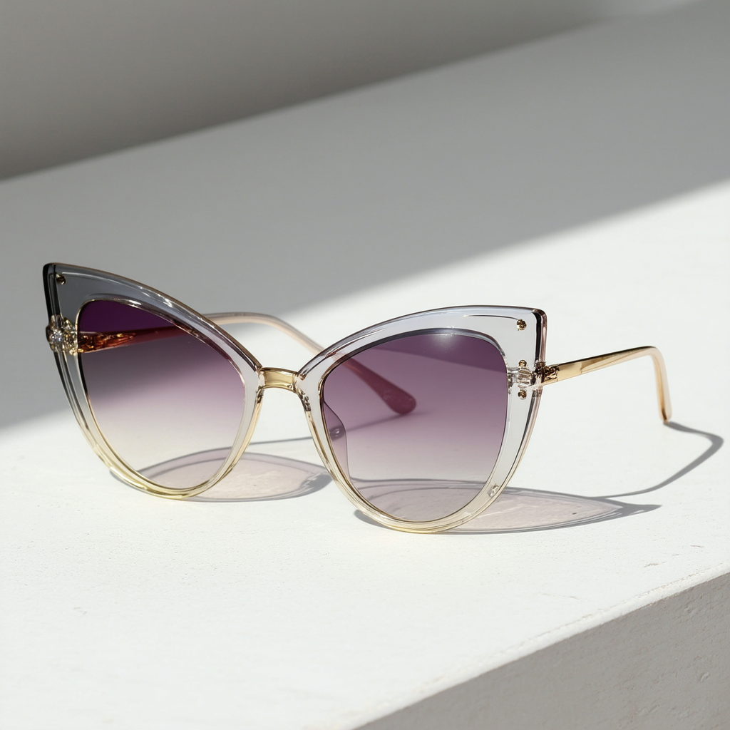 Womens Oversized Butterfly Two-Tone Cat Eye Sunglasses (Gold-Clear)