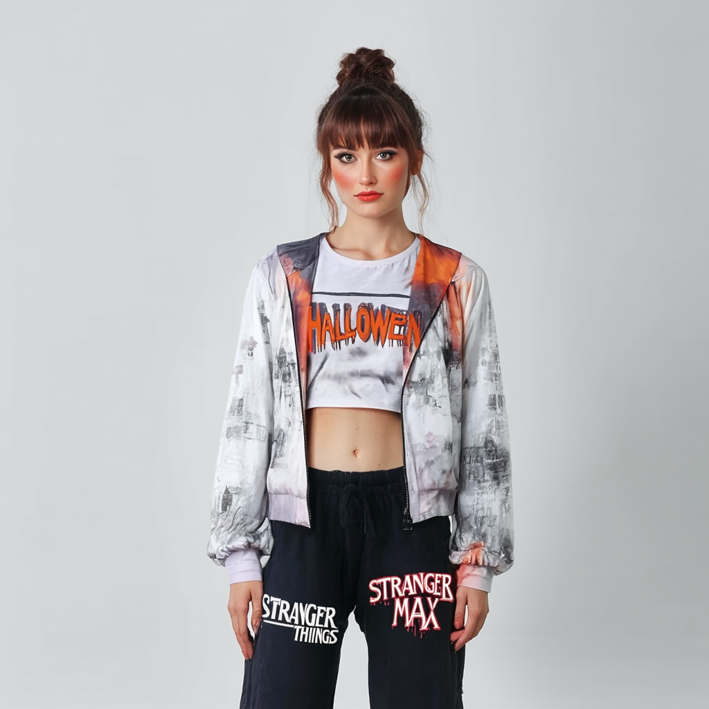 Halloween Cosplay Costume Stranger Max Things Jacket Long Sleeves T-Shirts and Pants for Women