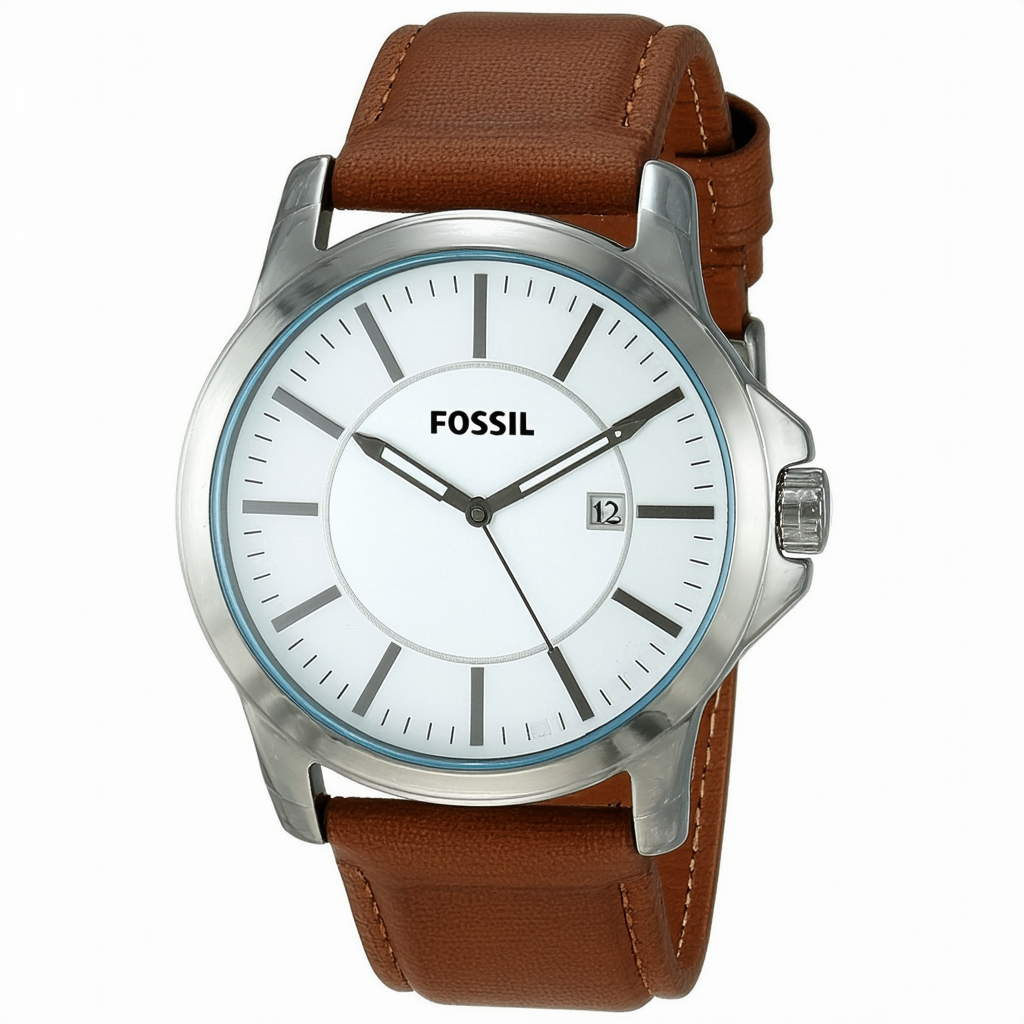 Fossil Men's JR1137 Brown Leather Strap Silver Analog Dial Watch