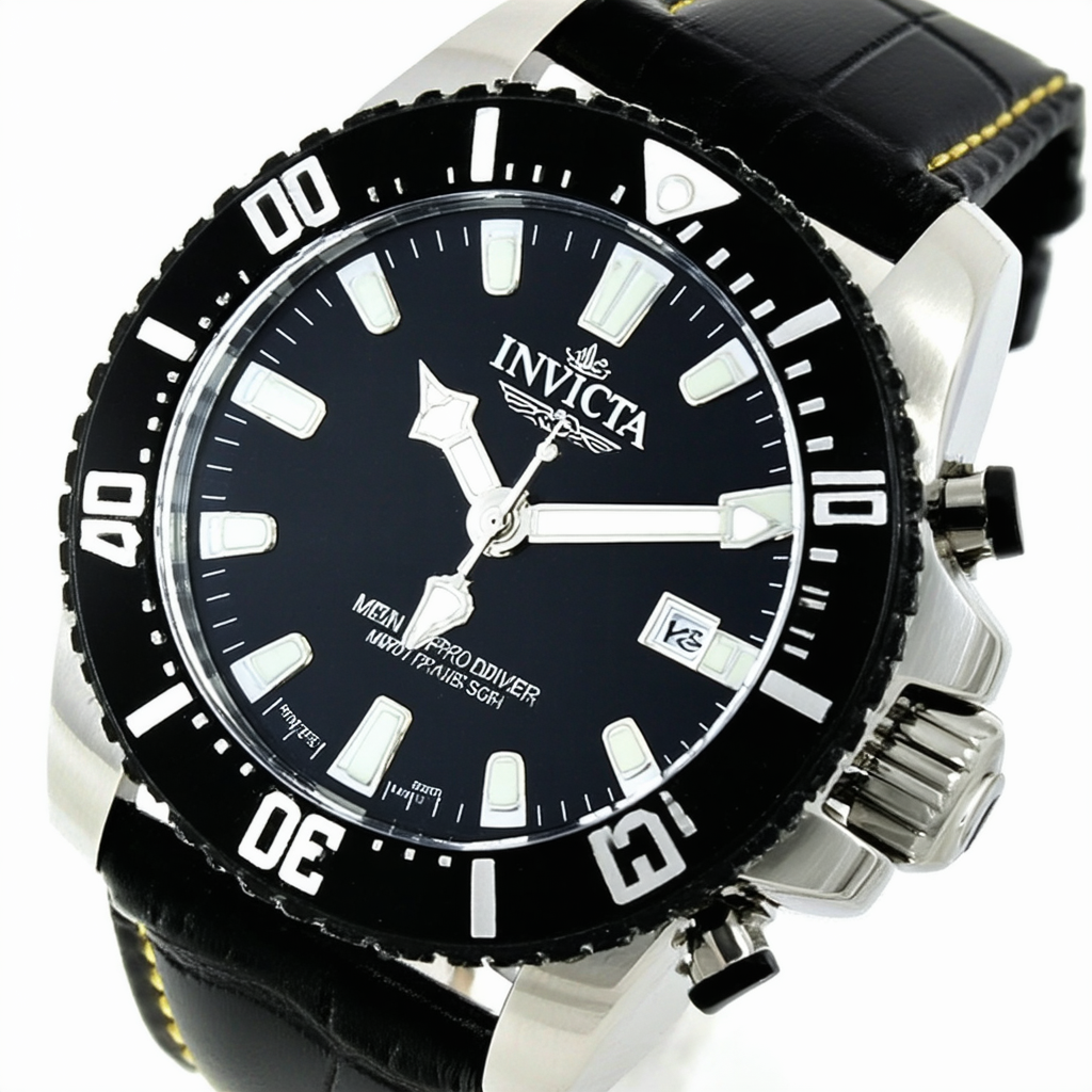 Invicta Men's 1707 Pro Diver Elegant Stainless Steel Leather Watch