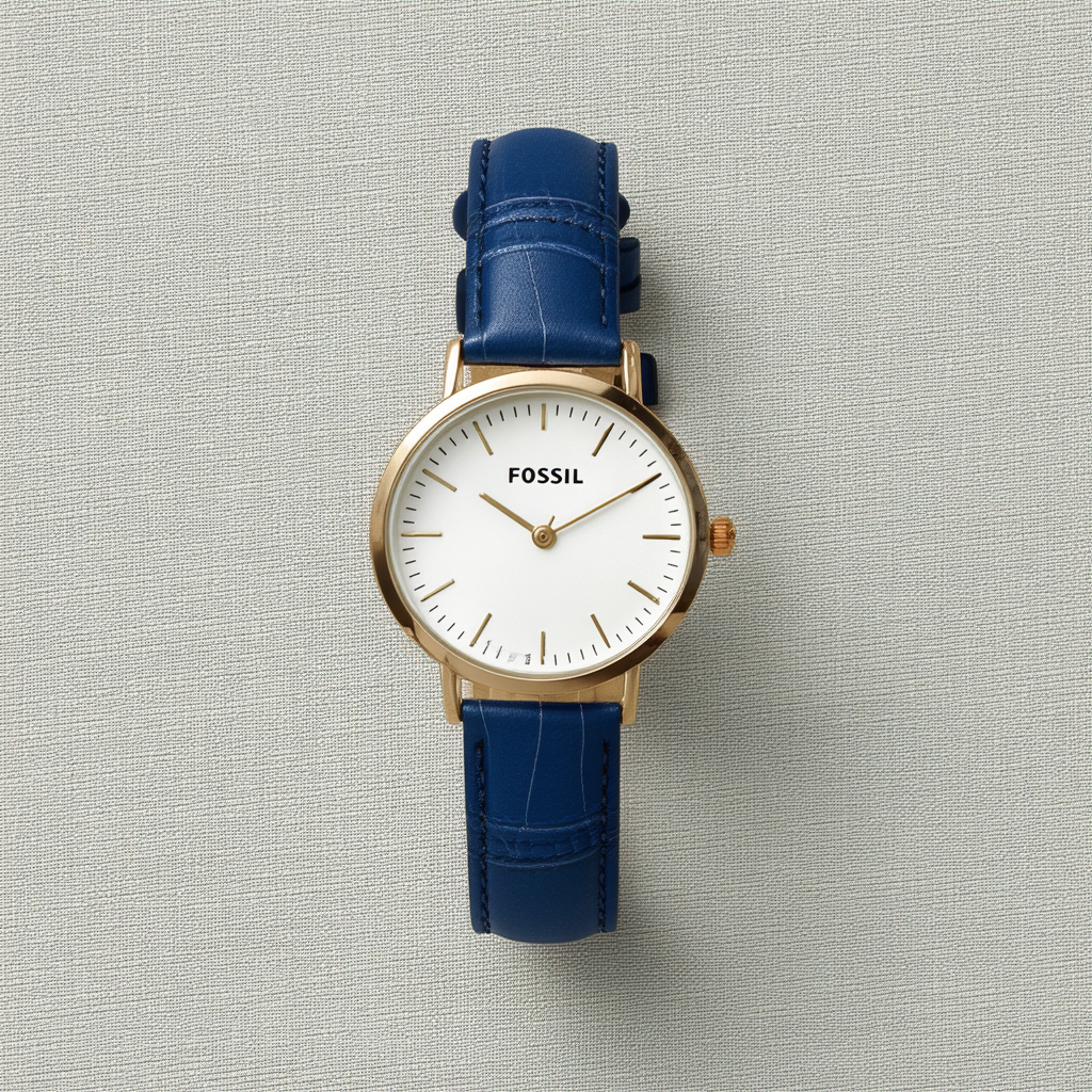 Fossil Women's ES3474 Georgia Mini Round Blue Leather Strap Watch