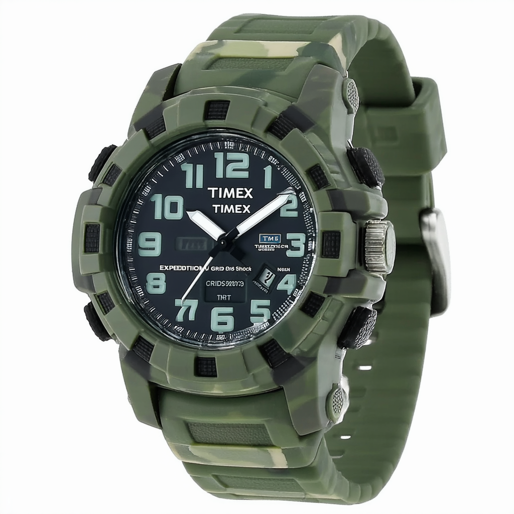 Timex Men's TW4B029009J Expedition Grid Shock Green Camo Resin Strap Watch