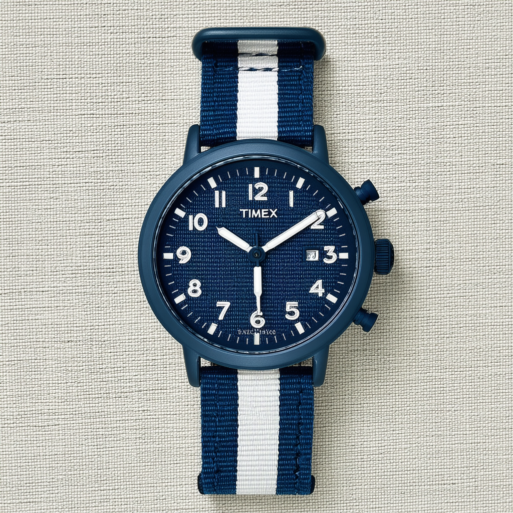 Timex Unisex TW2R10200 Weekender Blue Striped Denim Slip-Thru Strap Watch