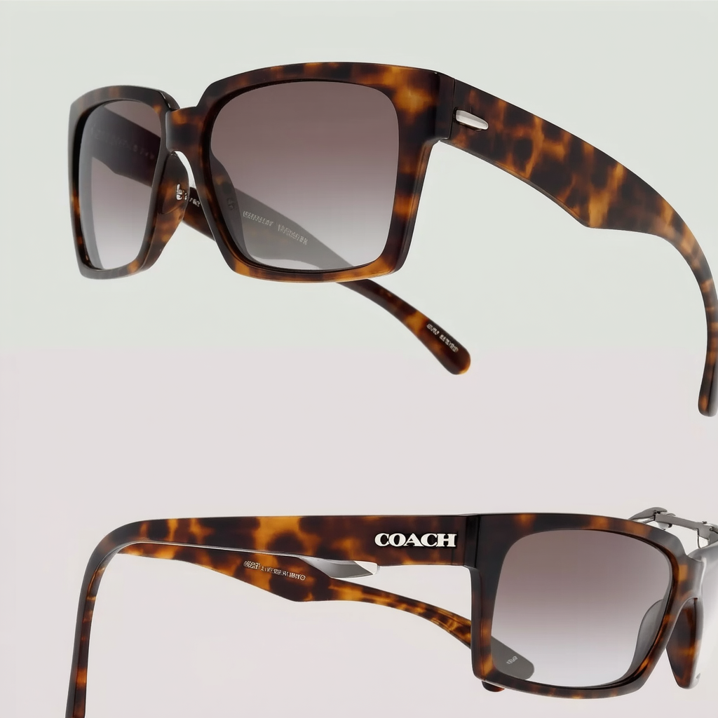 COACH HC8232 Rectangle Sunglasses for Women + BUNDLE with Designer iWear Eyewear Care Kit