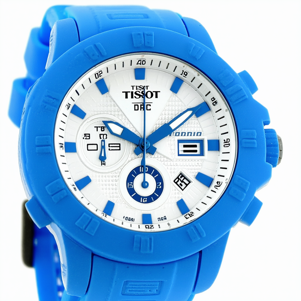 Tissot Women's T0482171701702 T-Race White Dial Blue Silicone Strap Watch