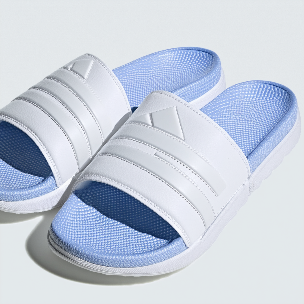 adidas New Men's Zeitfrei Slide FF Sandals White/Blue 13
