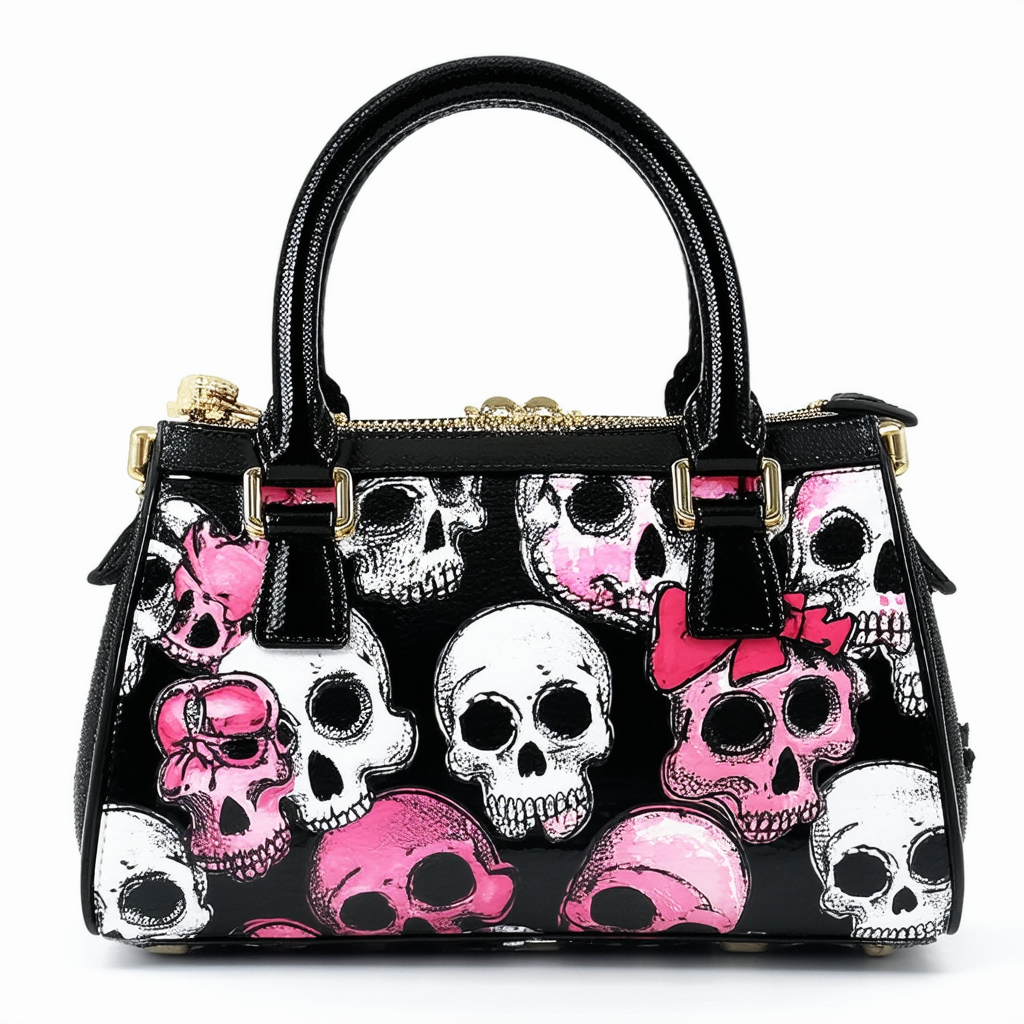 Betsey Johnson Princess Skully Black Mini Dome Satchel Small Handbag