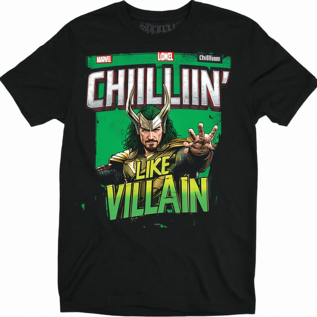Men's Marvel Comics Thor Loki Chillin' Like A Villain Fitted Jersey T-shirt (Medium/Black)