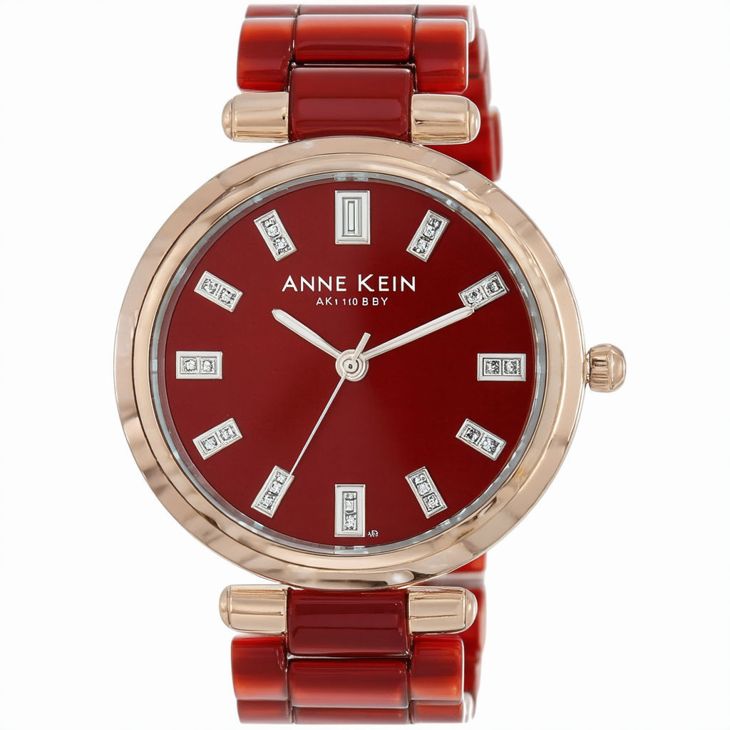 Anne Klein Women's Quartz Metal and Ceramic Dress Watch, Color:Red (Model: AK/1018BKBY)