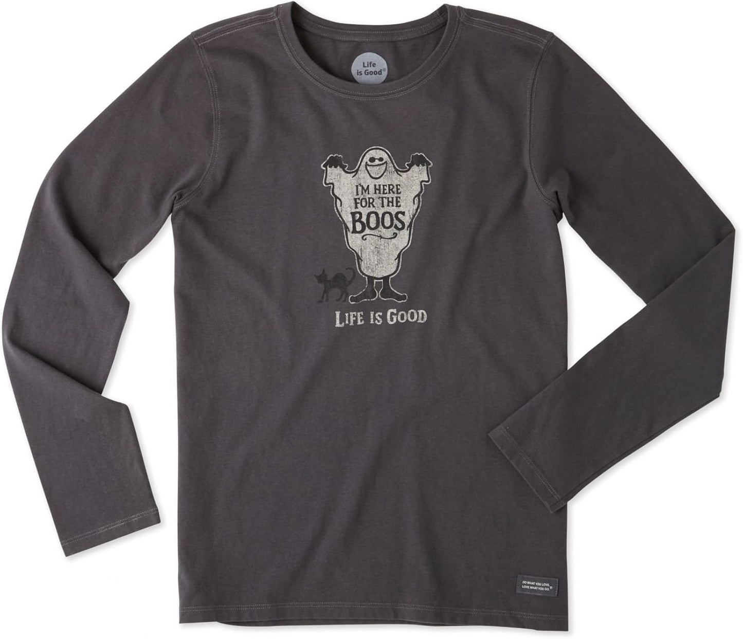 Life is Good Women's Crusher Long Sleeve Here for The Boos Ngtblk T-Shirt,