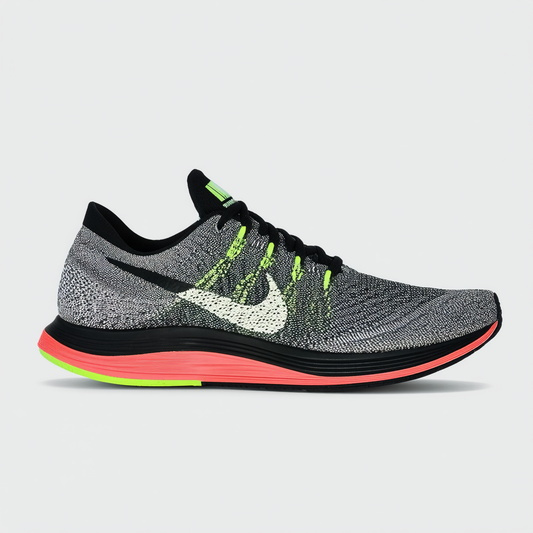 Nike Men's Flyknit Lunar3 Running Shoe (10 D(M) US, Black/White-HOT Lava-Volt)
