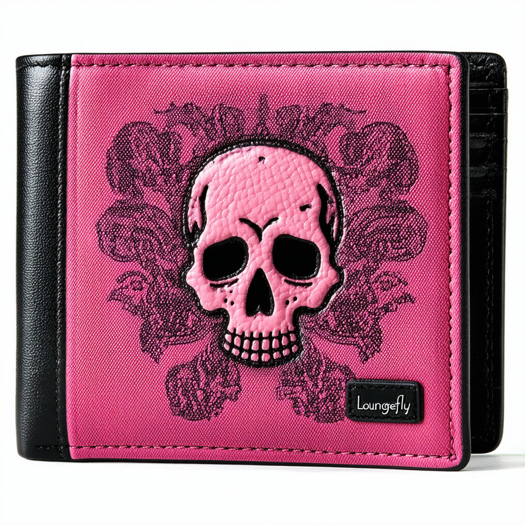 Loungefly Skull Emboss Colorblock Black/Pink Wallet (Pink/Black)