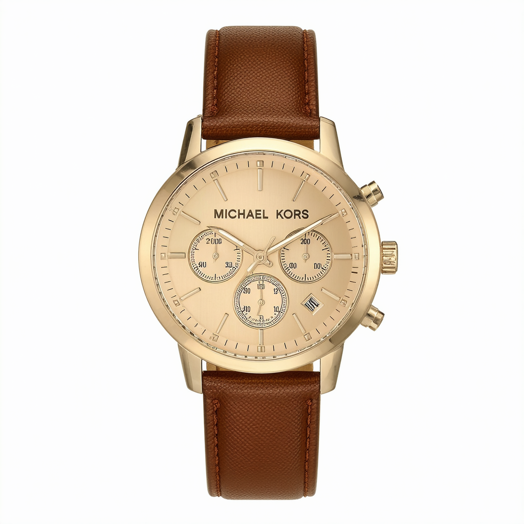 Michael Kors Women's Colette Luggage Leather Strap Watch MK2374