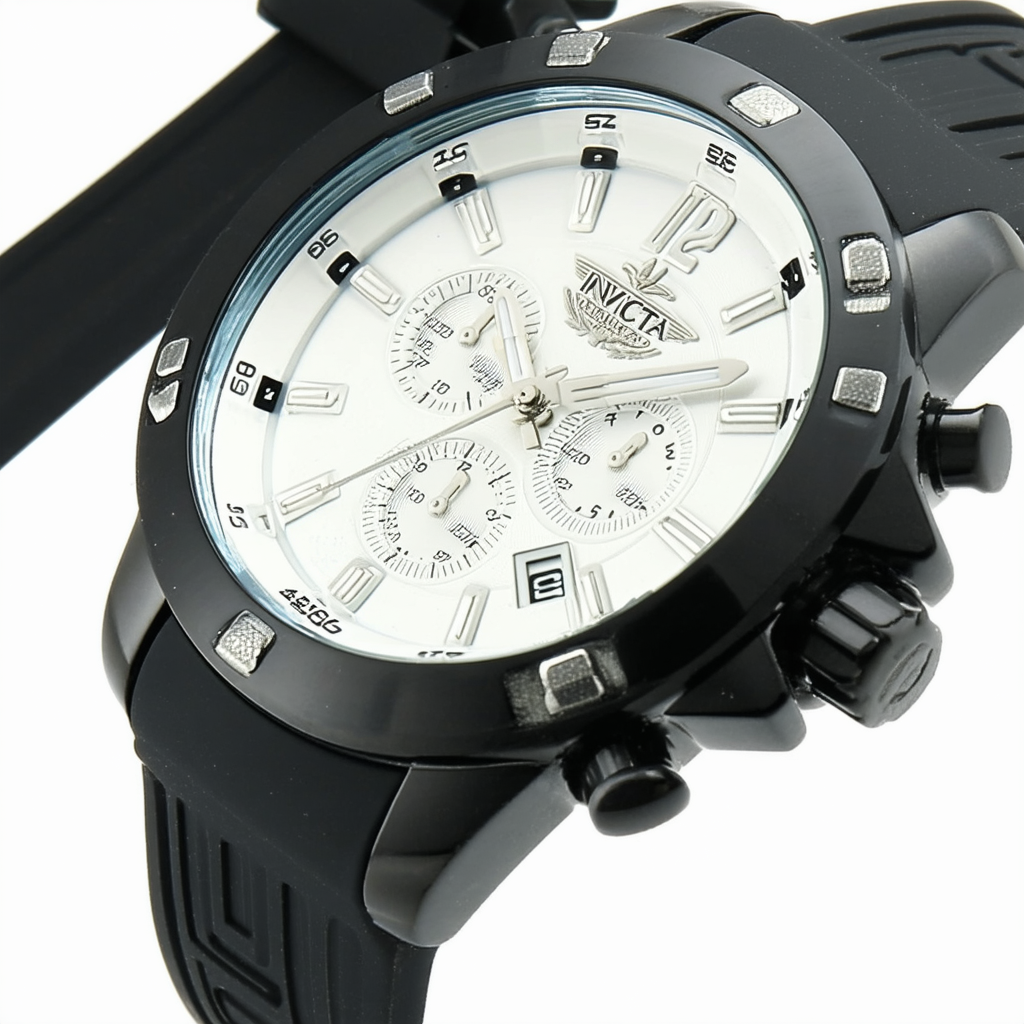 Invicta Men's S1 Rally Stainless Steel Quartz Watch with Silicone Strap, Black, 26 (Model: 24241)