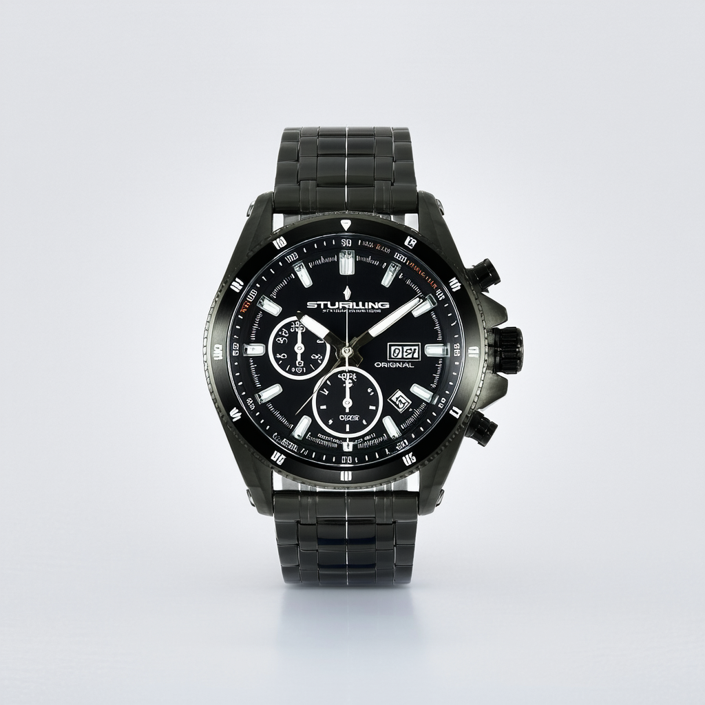 Stuhrling Original Men's 221.33565 Sportsman Millennia Turbine Swiss Quartz Black PVD Watch