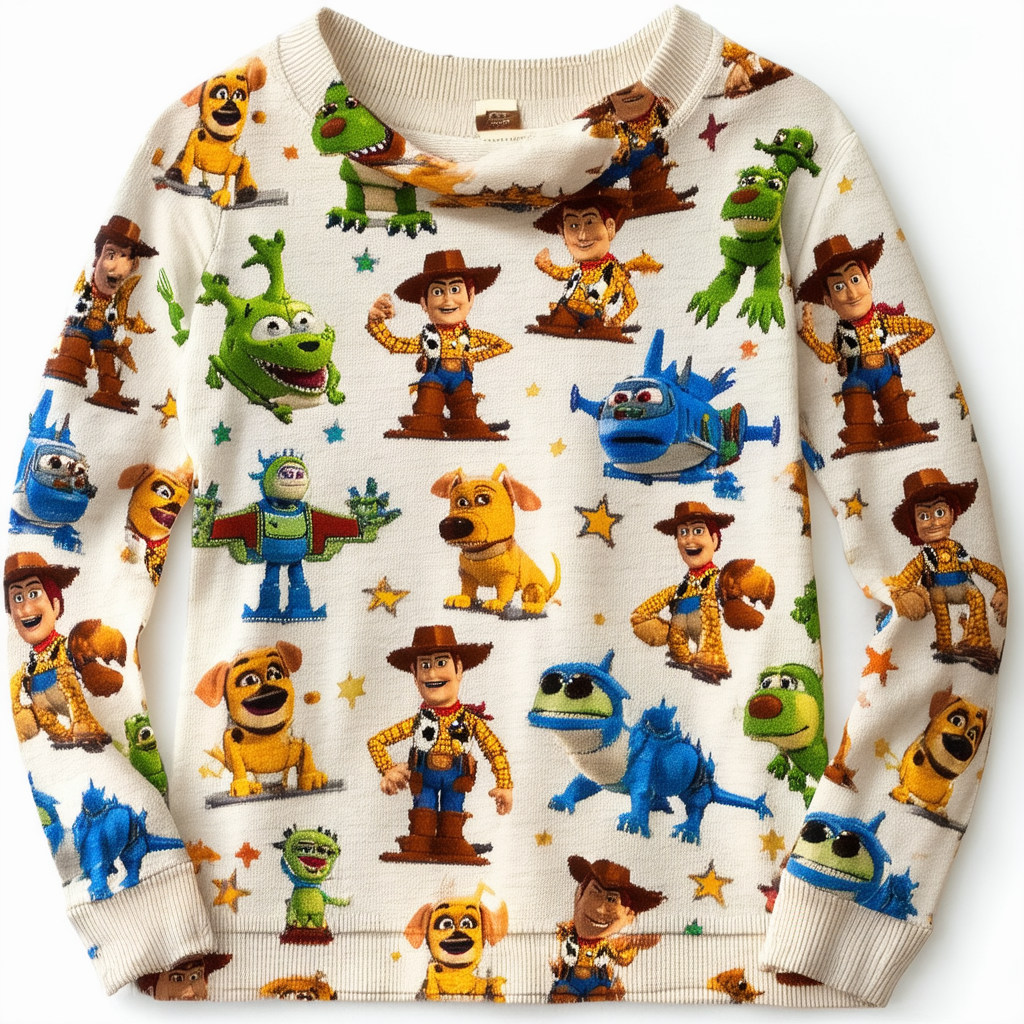 Fifth Sun Pixar Toy Story Squad Buddies Women's Cowl Neck Long Sleeve Knit Top
