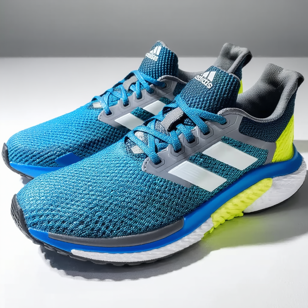 adidas Performance Boys' Vigor Bounce Running Shoe, Blue/Grey/Semi Solar Yellow, 4 M US Big Kid