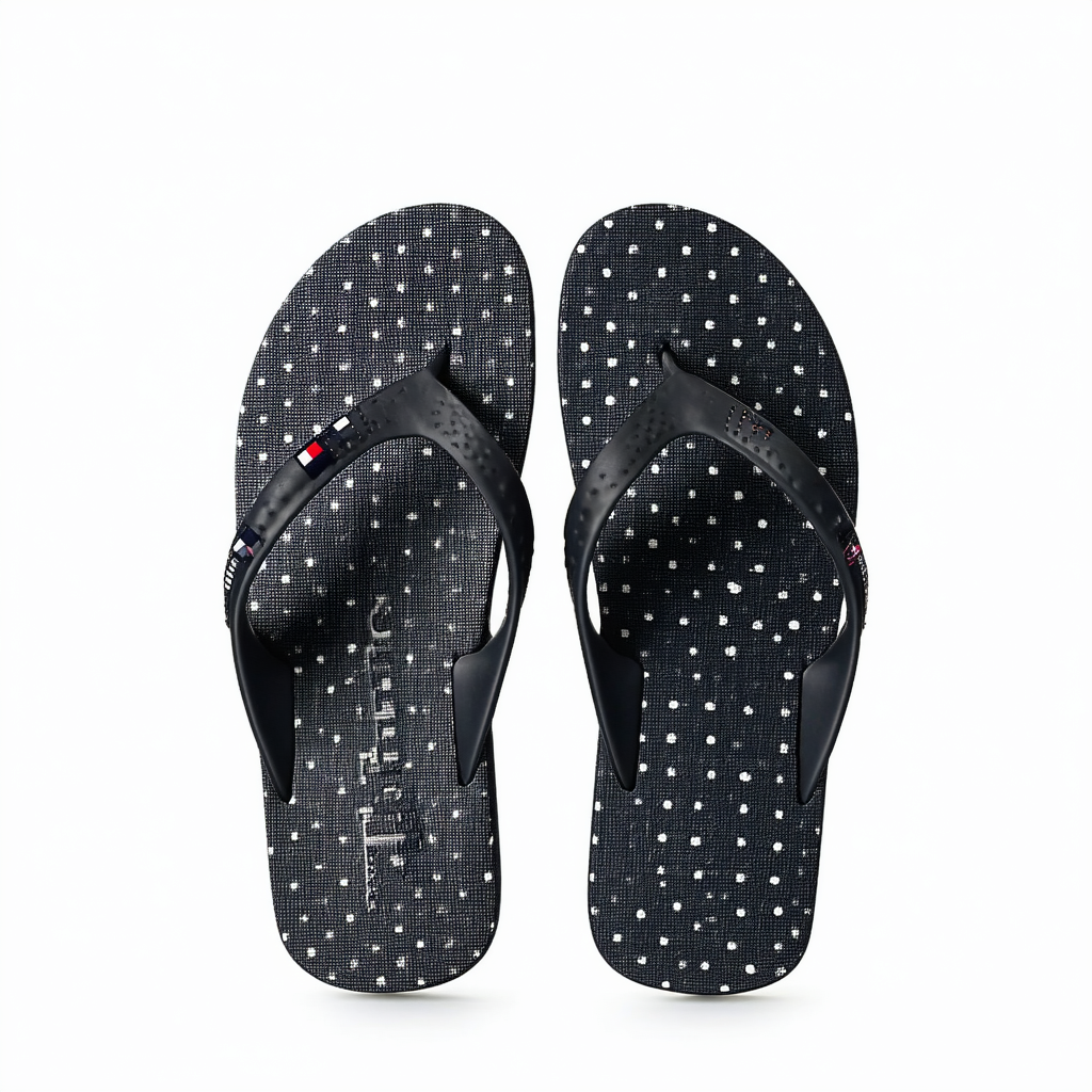 Tommy Hilfiger Womens Cortland-H Flip Flops Black Polka Dot
