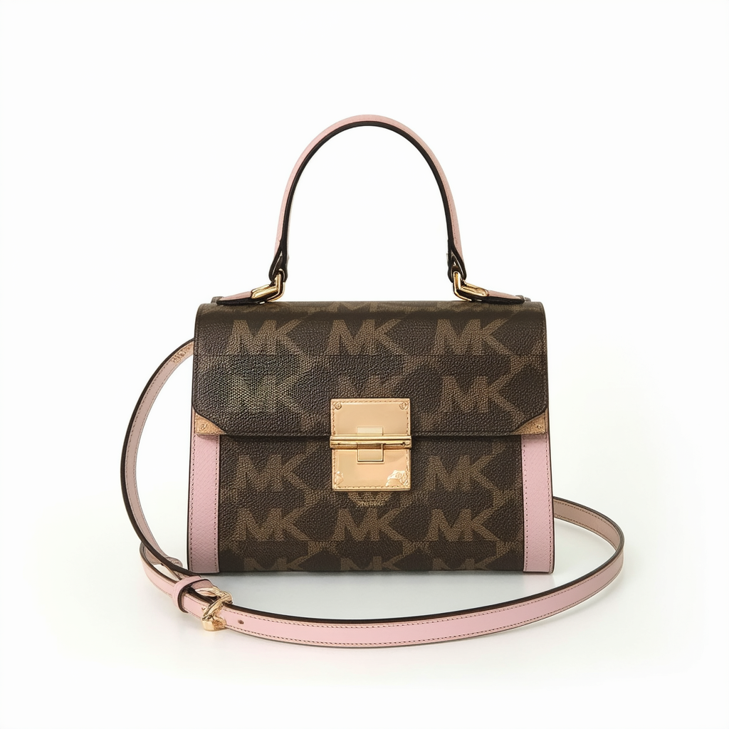 MICHAEL Michael Kors Sloan Medium Satchel Brown/Soft Pink/Fawn One Size