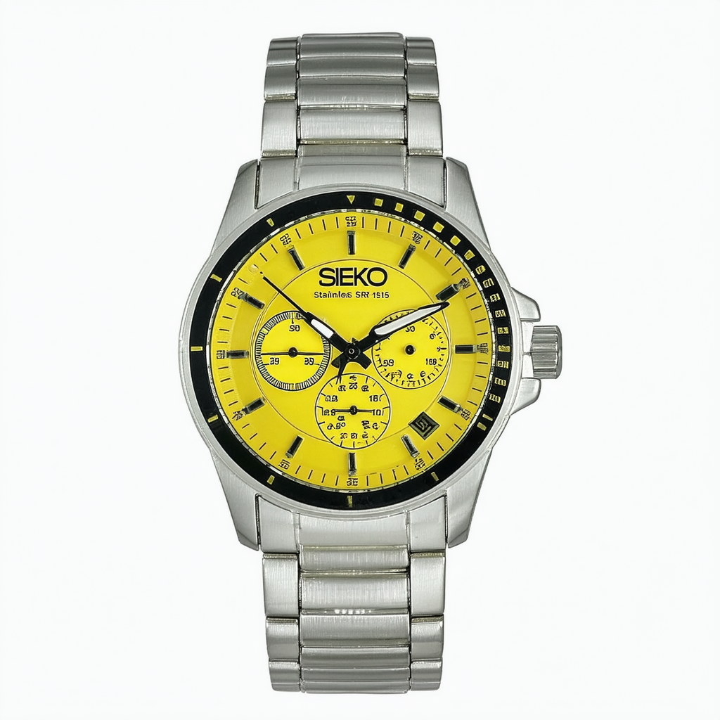 Sieko Men's SRP159 Stainless Steel Analog with Yellow Dial Watch