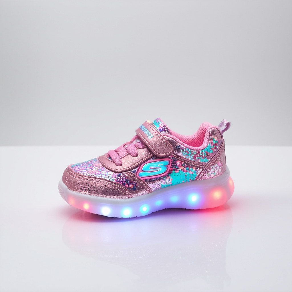 Skechers Kids Twinkle Toes Shuffles Sweet Steps Light-Up Sneaker