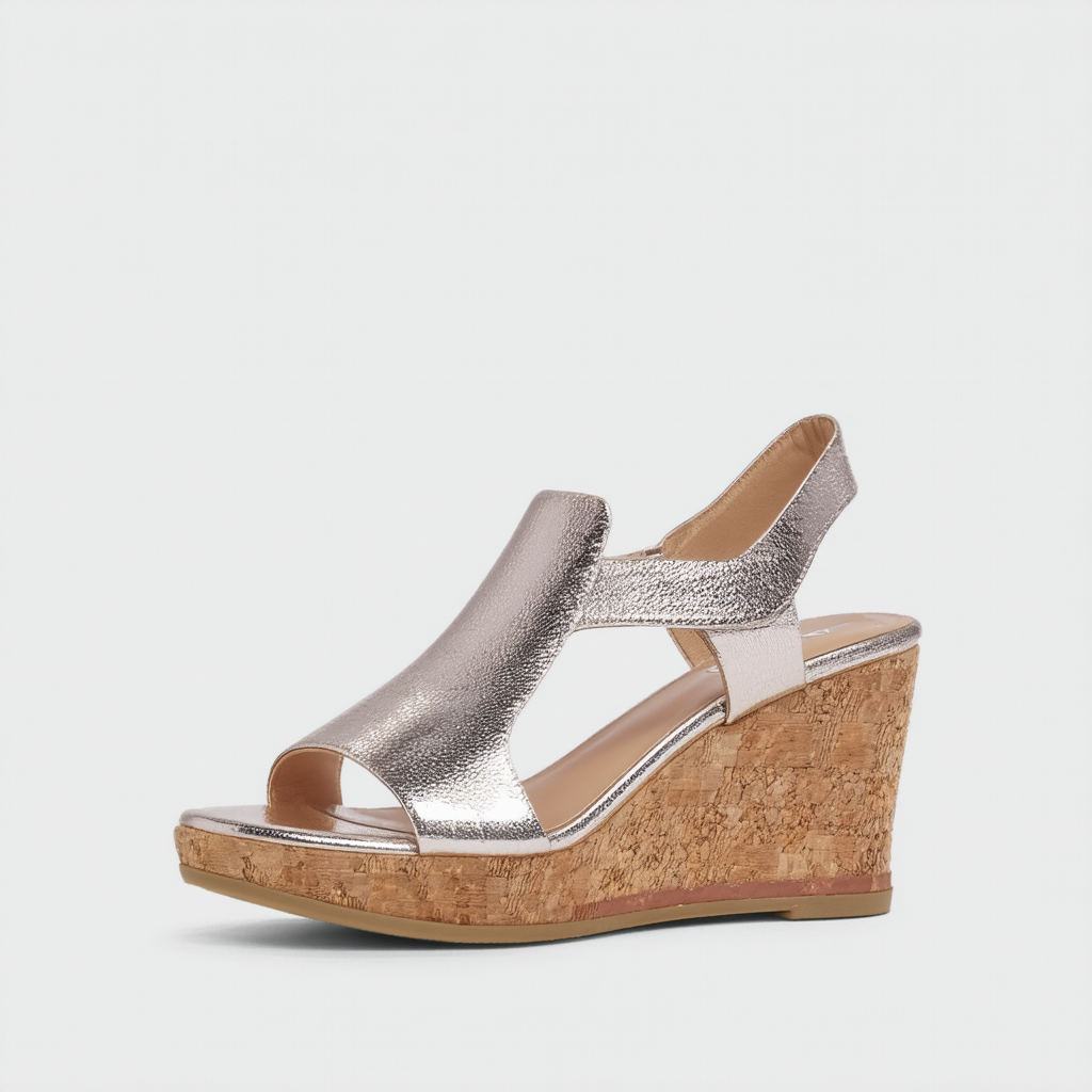 Nine West Women's Aniya Metallic Wedge Sandal