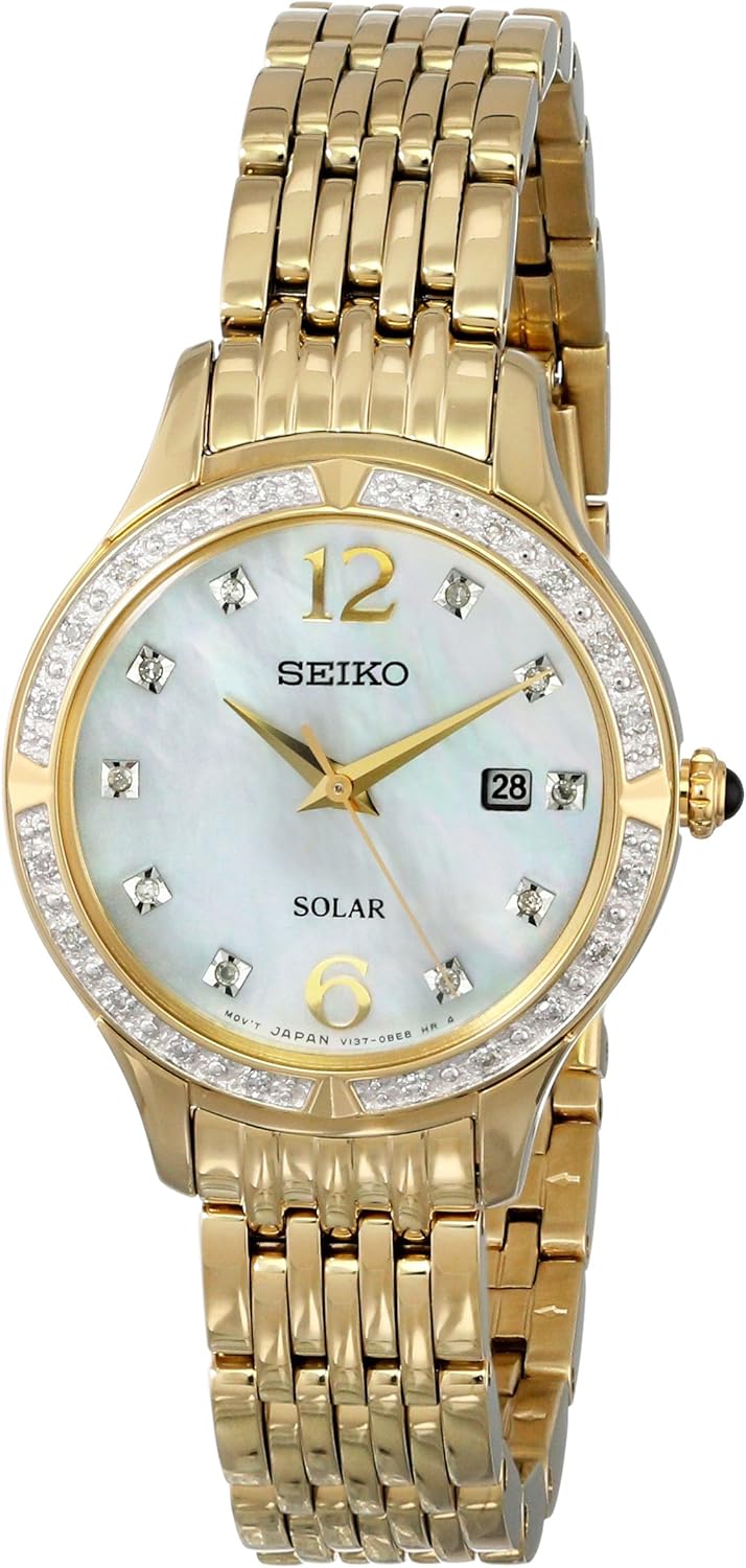 Seiko Women's SUT094 Stainless Steel Solar Watch with Diamonds