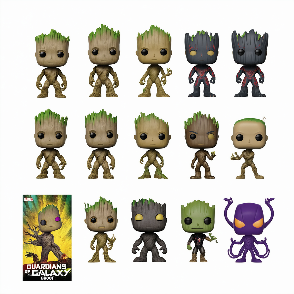 Funko Men's Pop! T-Shirts: Guardians Of The Galaxy - Groot Line Up