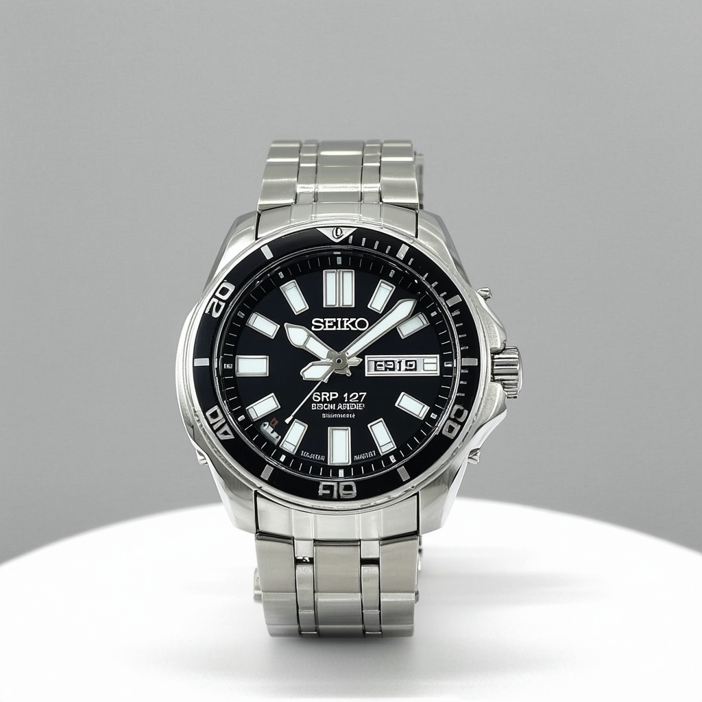SEIKO Men's SRP127 Stainless Steel Analog with Black Dial Watch
