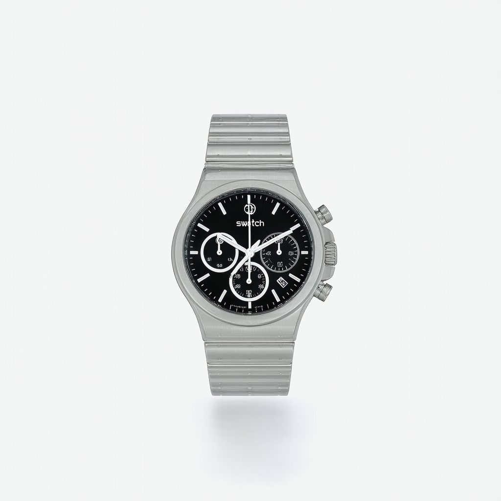 Swatch Men's YCS4024 Quartz Aluminum Black Dial Chronograph Watch