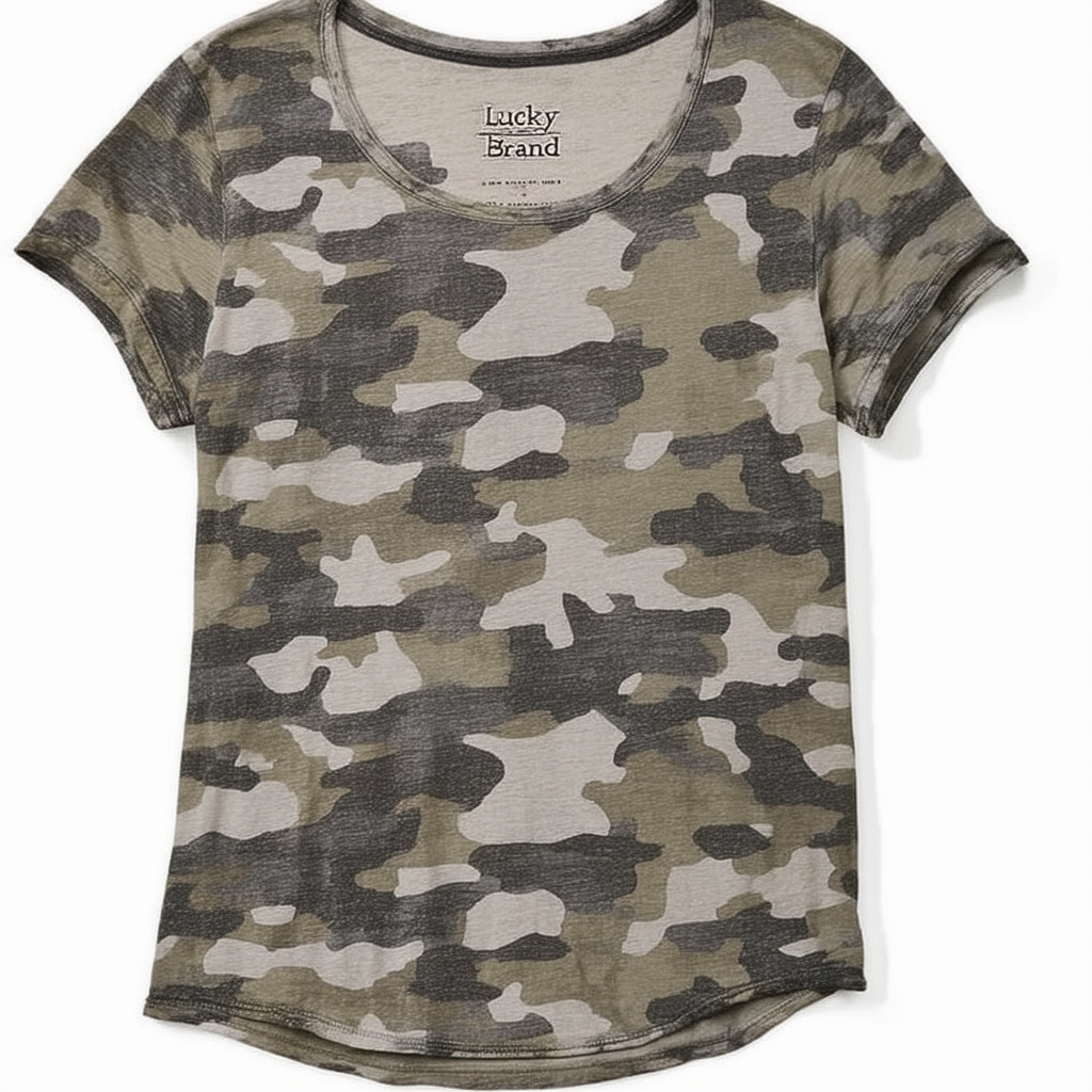 Lucky Brand Women's Camo Burnout Tee Shirt