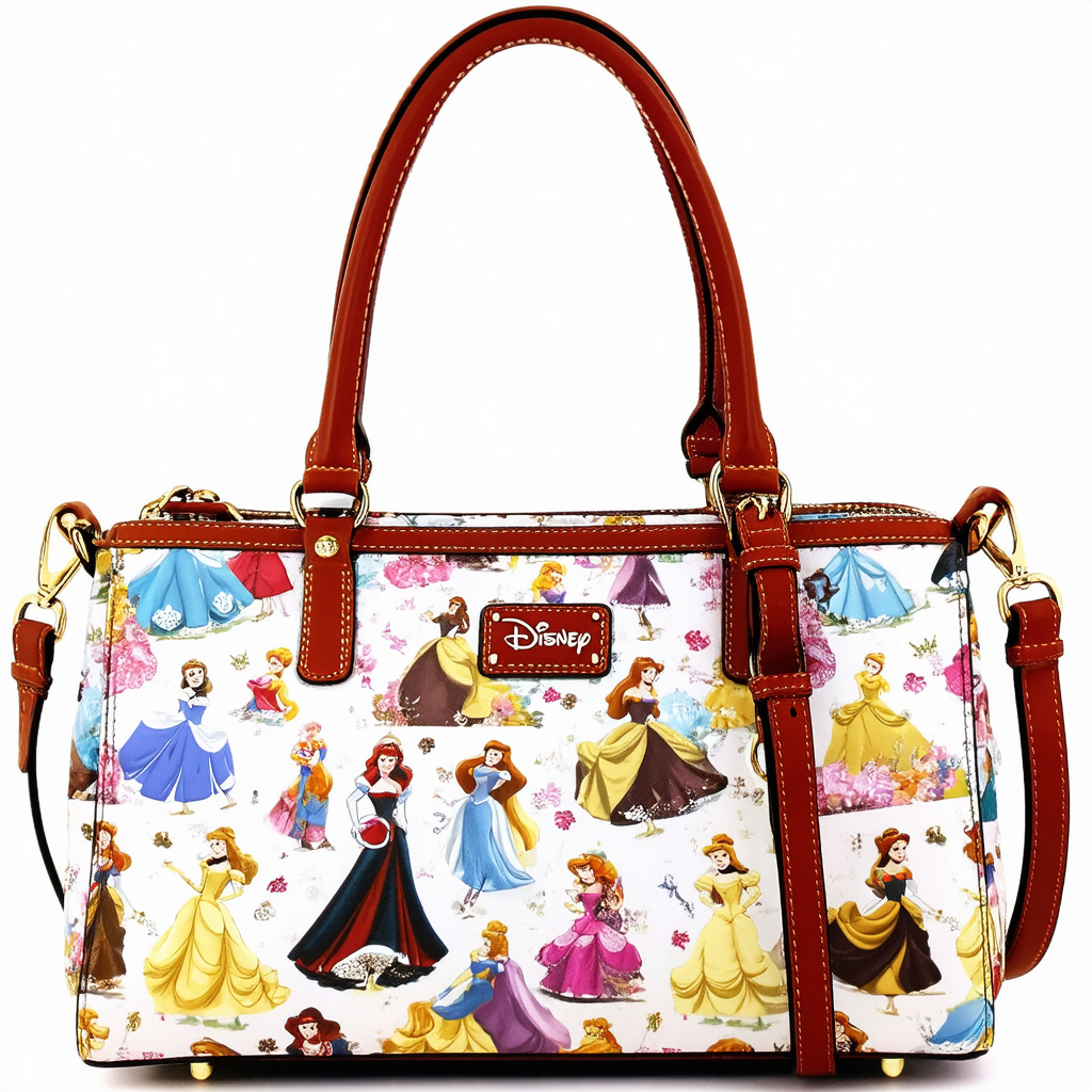 Loungefly Disney Princesses Allover Print Womens Double Strap Shoulder Bag Purse