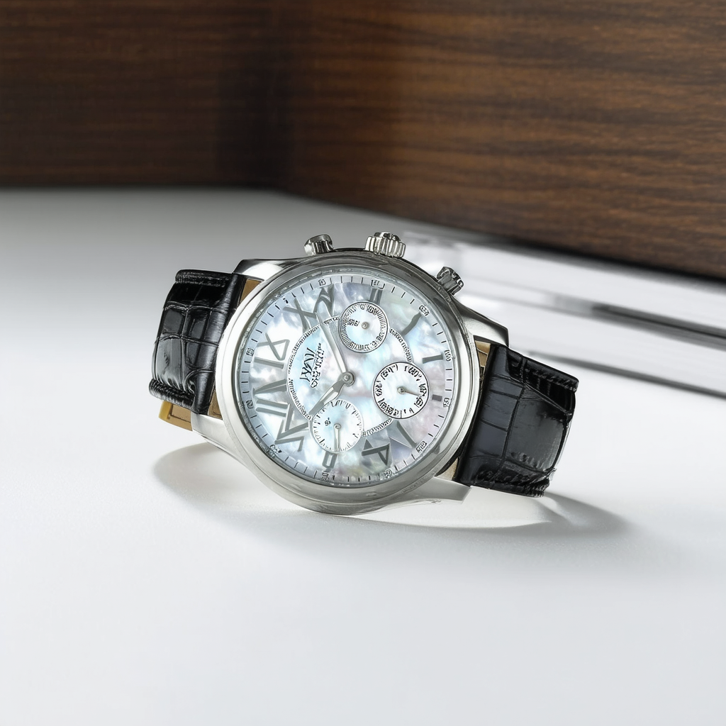 Invicta Men's Slim Swiss Quartz Mother-of-pearl Black Leather Strap Watch 6366