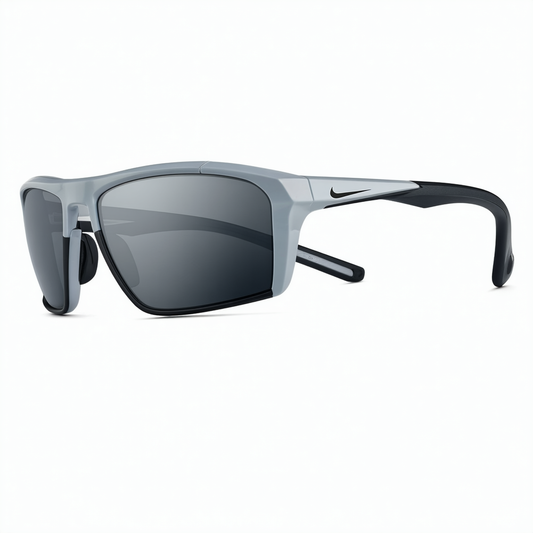 Nike Golf Mavrk Sunglasses, Mercury Grey/Black Frame, Grey with Silver Flash Lens