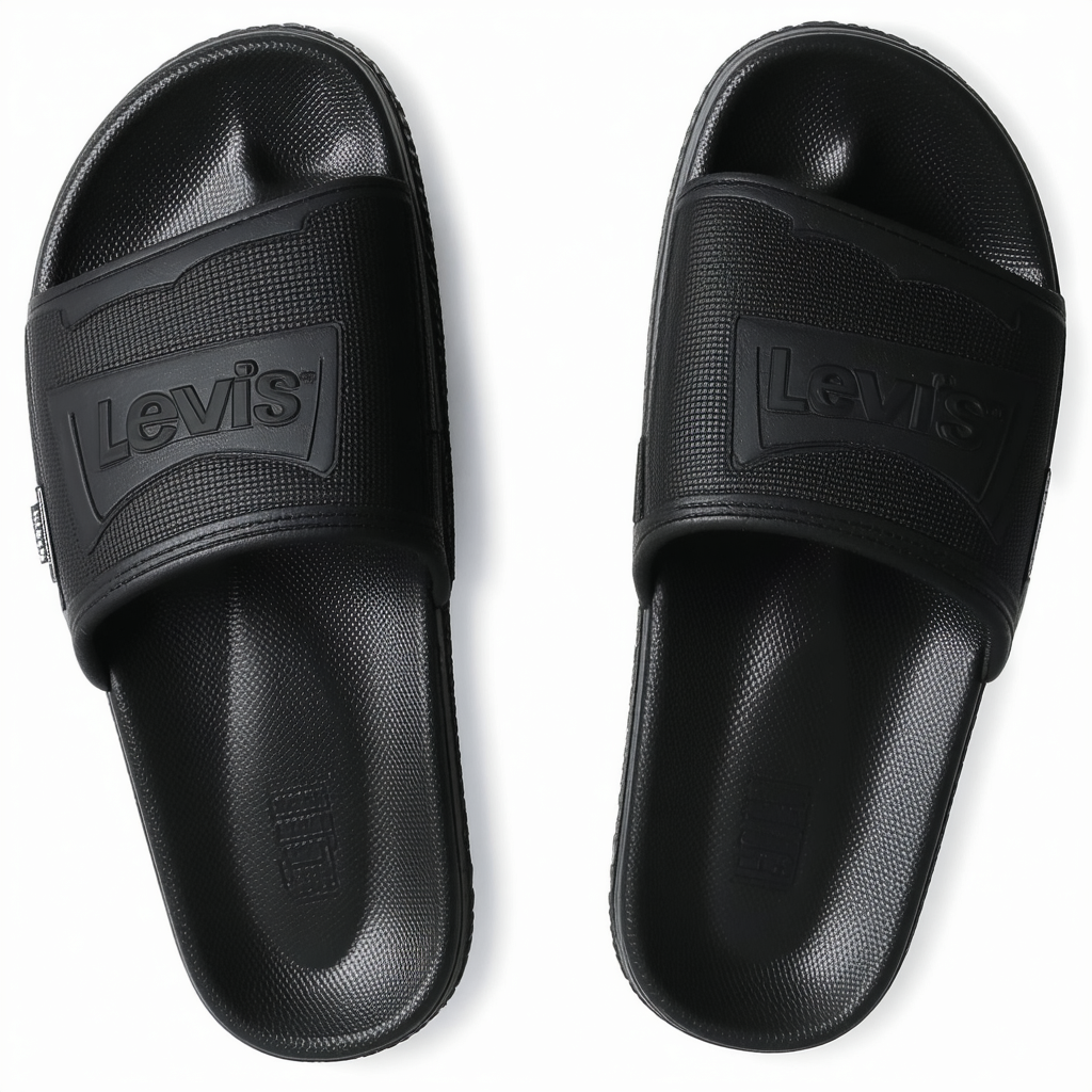 Levi's Mens Batwing Slide Slip-on Sandal Shoe, Black, 7 M