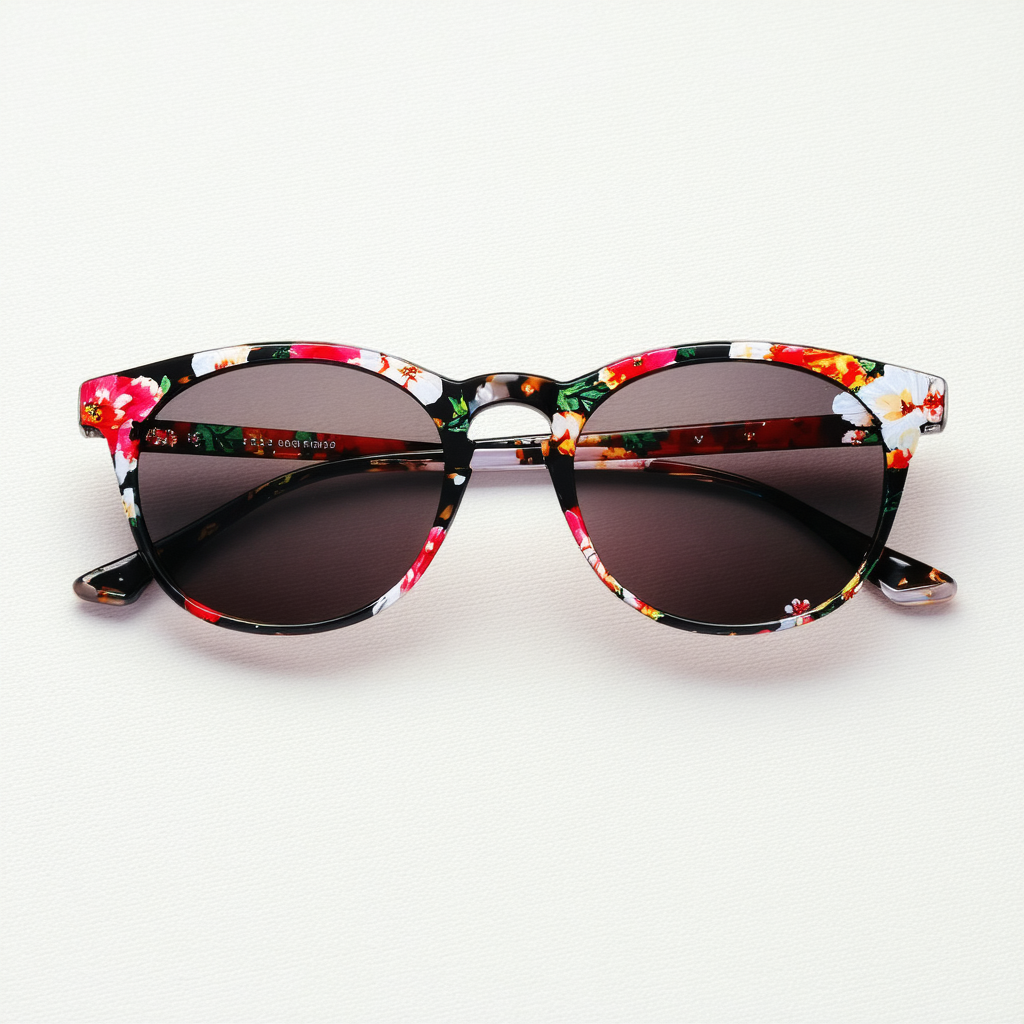 Classic Casual Colorful Floral Print Flower Pattern Horn Rimmed Sunglasses 54mm