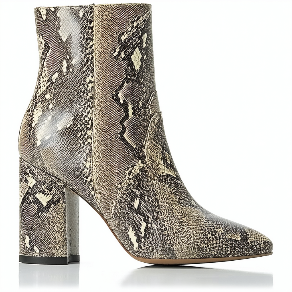 Calvin Klein Women's Freema Ankle Boot, Natural Two-Tone Snake, 9 M US