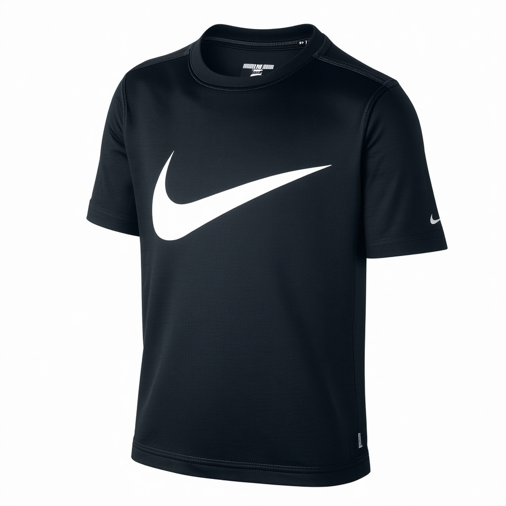 Nike Boy's Dri Fit Swoosh T Shirt Black/White Size X-Large