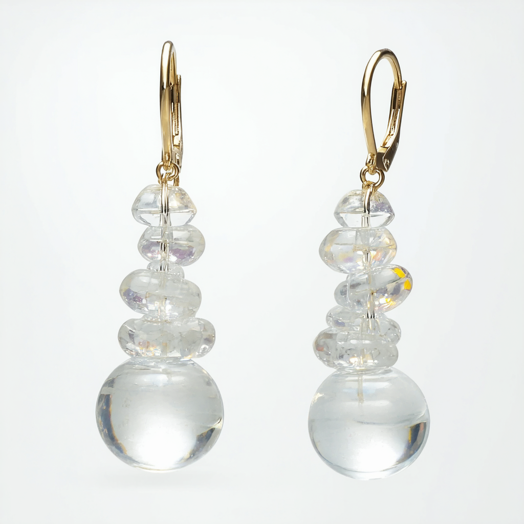 Amazon Collection Clear and Opaque Beaded Drop Earrings, 2.5"
