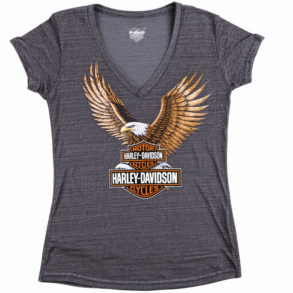 Harley-Davidson Women's Screamin' Eagle Triblend Jersey V-Neck Shirt HARLLT0150
