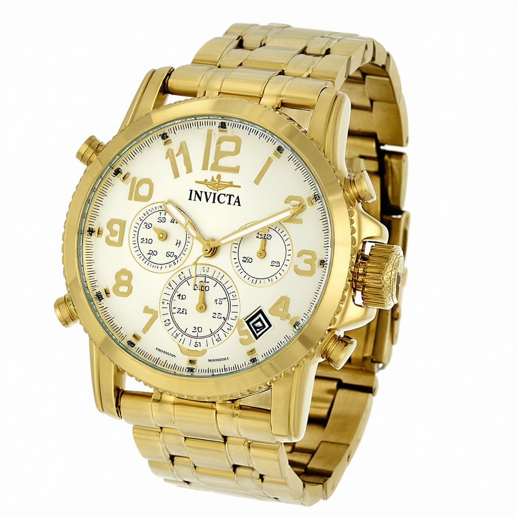 Invicta Men's Vintage Automatic Aviator Watch with Stainless Steel Strap, Gold, 22 (Model: 25759)