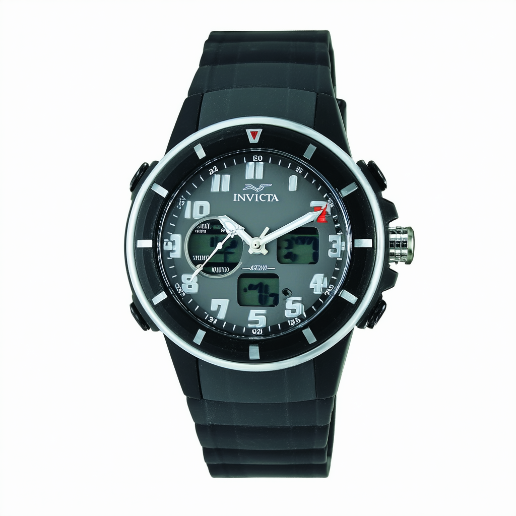 Activa By Invicta Unisex AA401-008 Black Digital Dial Charcoal Grey and White Polyurethane Watch