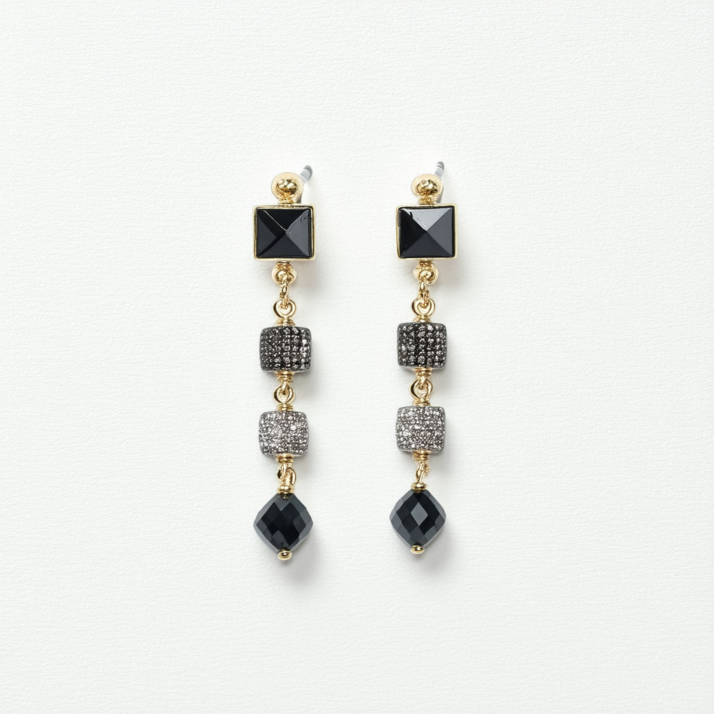 Kenneth Cole New York Square Faceted Bead Triple Drop Earrings