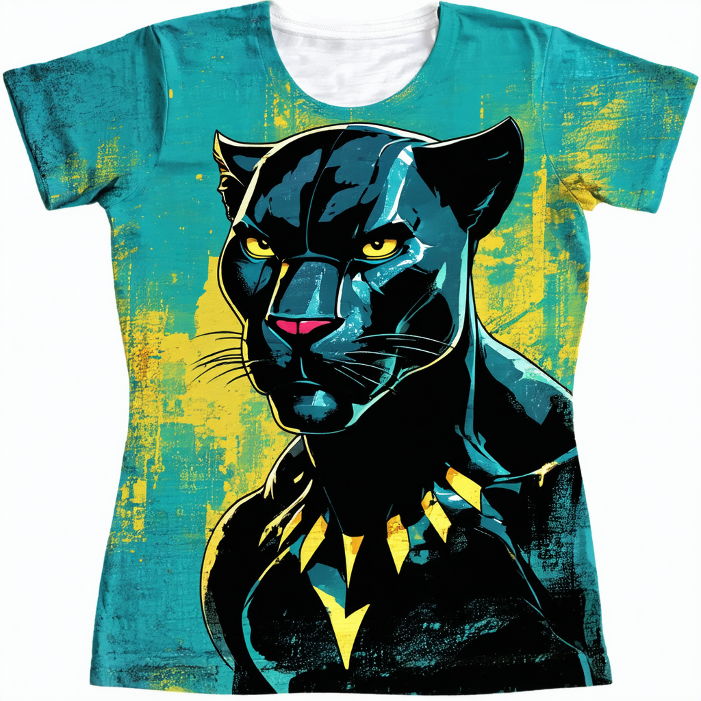Fifth Sun Marvel Classic Retro Panther Women's Short Sleeve Tee Shirt