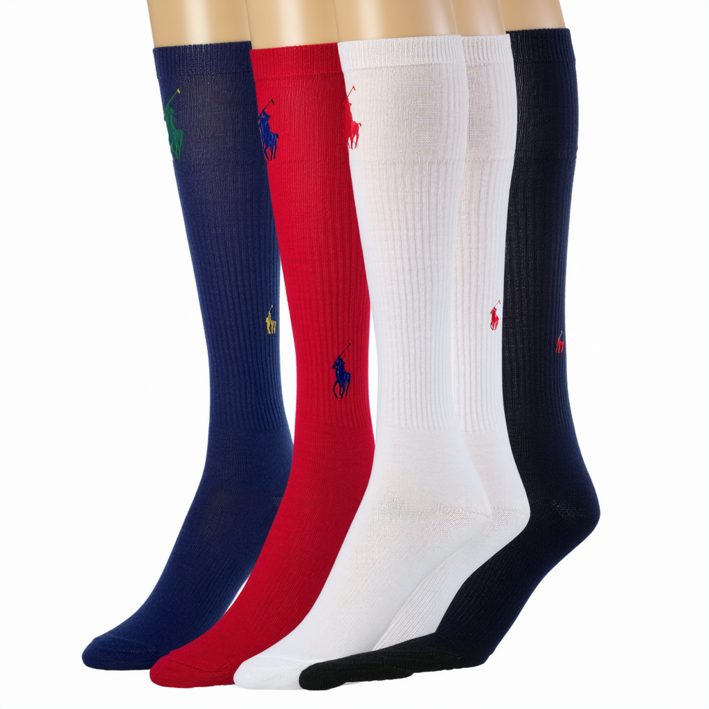 POLO RALPH LAUREN 6-Pack Big Polo Player Crew Sock, Assorted, 10-13