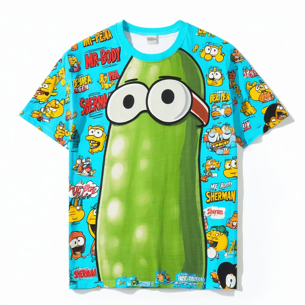 T-Shirt, Mr Pea-Body Sherman Mens 90s 80s Styles Cartoon Character Tee Cotton Friends Merch TV