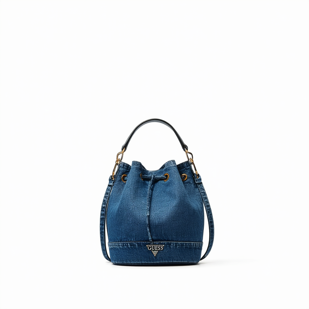 GUESS Factory Camylle Denim Bucket Bag